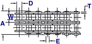 Double Strand Roller Chain Drawing (Top View)